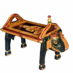 Mango Wood Hand-Painted Ritual Elephant Pooja Table - Image 3