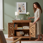 Mango Wood Hand-Carved Sideboard Cabinet For Utility Storage - Image 9