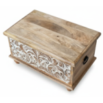 Mango Wood Hand-Carved Blanket Chest For Storage Solution - Image 7