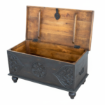 Mango Wood Hand-Carved Trunk Box With Black Finish - Image 8
