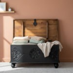 Mango Wood Hand-Carved Trunk Box With Black Finish - Image 3