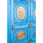 Mango Wood Hand-Carved Bedside Cabinet With Brass Detailing - Image 13