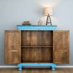 Mango Wood Hand-Carved Bedside Cabinet With Brass Detailing - Image 8