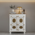Mango Wood Hand-Carved Sideboard With Brass Detailing