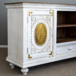Mango Wood Hand-Carved Media Console With Brass Detailing - Image 8