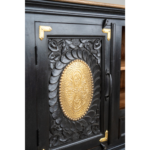 Mango Wood Hand-Carved Media Storage Unit With Brass Detailing - Image 9