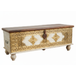 Mango Wood Blanket Storage Chest With Brass Detailing - Image 5