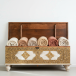 Mango Wood Blanket Storage Chest With Brass Detailing - Image 3