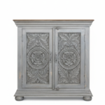 Mango Wood Hand-Carved Sideboard Cabinet With Grey Finish - Image 5