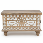 Mango Wood Blanket Chest With Moroccan Pattern Design - Image 5