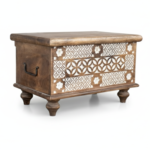 Mango Wood Blanket Chest With Hand-Carving Finish - Image 7