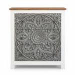 Mango Wood Mandala Carved Bedside Drawer Chest - Image 11