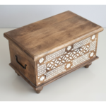 Mango Wood Blanket Chest With Hand-Carving Finish - Image 6