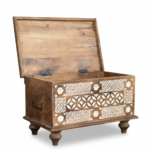 Mango Wood Blanket Chest With Hand-Carving Finish - Image 5