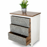 Mango Wood Mandala Carved Bedside Drawer Chest - Image 9