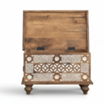 Mango Wood Blanket Chest With Hand-Carving Finish - Image 4