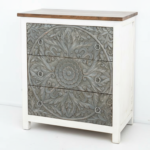 Mango Wood Mandala Carved Bedside Drawer Chest - Image 8