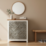 Mango Wood Mandala Carved Bedside Drawer Chest - Image 5