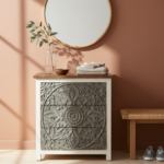 Mango Wood Mandala Carved Bedside Drawer Chest - Image 4
