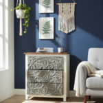 Mango Wood Mandala Carved Bedside Drawer Chest - Image 3
