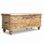Mango Wood Blanket Chest With Floral Carving - Image 8