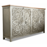 Mango Wood Large Mandala Sideboard With Grey Finish - Image 6