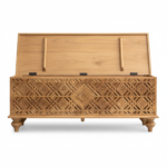 Mango Wood Carved Blanket Chest With Natural Finish - Image 6