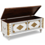 Mango Wood Blanket Chest With Brass Detailing - Image 6
