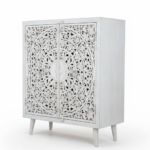 Mango Wood White Mandala Bedside Cabinet For Storage - Image 8
