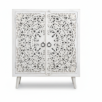 Mango Wood White Mandala Bedside Cabinet For Storage - Image 7
