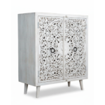 Mango Wood White Mandala Bedside Cabinet For Storage - Image 5