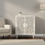 Mango Wood White Mandala Bedside Cabinet For Storage - Image 2
