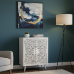 Mango Wood White Mandala Bedside Cabinet For Storage