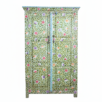 Mango Wood Hand-Painted Tallboy Cabinet For Storage Solution - Image 8