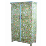 Mango Wood Hand-Painted Tallboy Cabinet For Storage Solution - Image 7