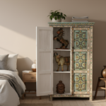 Mango Wood Hand-Painted Tallboy Cabinet For Storage Solution - Image 3