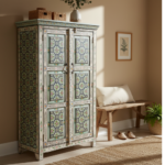 Mango Wood Hand-Painted Tallboy Cabinet For Storage Solution - Image 2