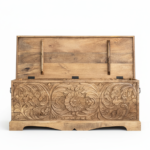 Mango Wood Hand-Carved Blanket Chest With Natural Finish - Image 9