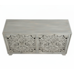 Mango Wood Hand-Carved Sideboard In Grey Finish - Image 7