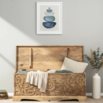 Mango Wood Hand-Carved Blanket Chest With Natural Finish - Image 3