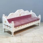 Garden Hand Carved 3 Seater Sofa Daybed White 180x60x85 cm - Image 3