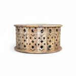 Mango Wood Natural Coffee Table With Floral Carving - Image 5