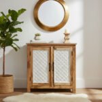 Mango Wood Handcrafted Console Cabinet With One Storage Shelf