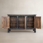 Mango Wood Hand-Carved Sideboard With Black Finish - Image 7