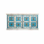Mango Wood Distress Boho Indian Sideboard With Brass Detailing - Image 9