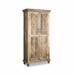 Mango Wood Hand-Carved Tall Storage Cabinet For Modern Home - Image 11