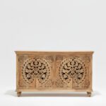 Wooden Four Door Sideboard With Floral Carving - Image 5