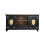 Mango Wood Hand-Carved Media Storage Unit With Brass Detailing - Image 6