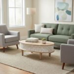 Mango Wood Centerpiece Oval Coffee Table With Lattice Carving