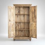Mango Wood Hand-Carved Tall Storage Cabinet For Modern Home - Image 13